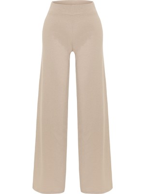 Wıde Leg Keten Karışımlı Örme Pantolon