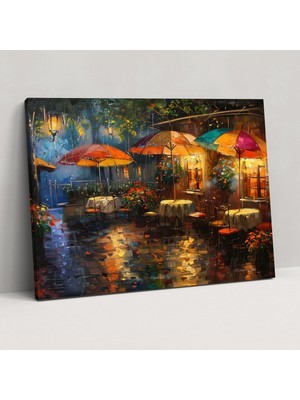 Popcas Café Ambiance Leonid Afremov Kanvas Tablo - Duvar ve Ev Dekorasyonu