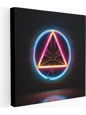 Popcas Retro Neon Dark Side Of The Moon Dekoratif Tablo / Duvar Sanatı / Kanvas Duvar Tablosu - Pink Floyd