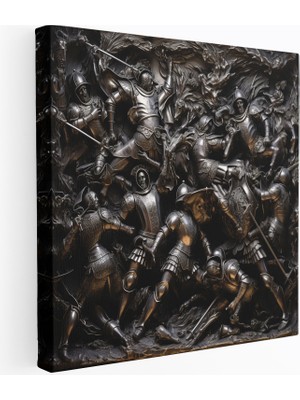 Popcas Rönesans Şövalyeleri Metal Işlemeli Duvar Sanatı Kanvas Tablo Duvar Dekorasyonu