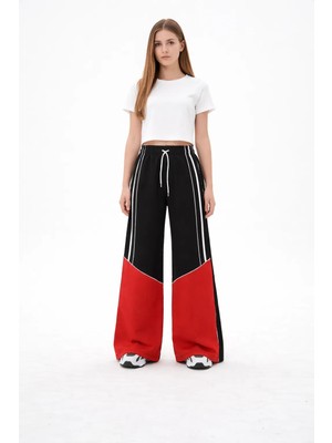 Haykids Kız Çocuk Bol Paça Beli Bağcıklı Cepli Eşofman Altı Palazzo Pantolon