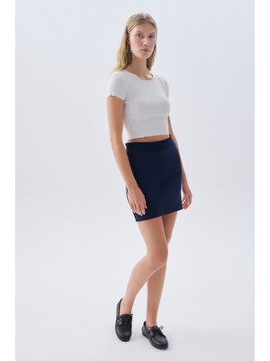 Beli Lastikli Mini Örme Etek