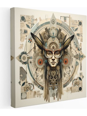 Popcas Kızılderili Duvar Sanatı - Kızılderili Sembolleri Kanvas Tablo - Kızılderili Kanvas Duvar Sanatı Karışık Medya Kanvas Tablo