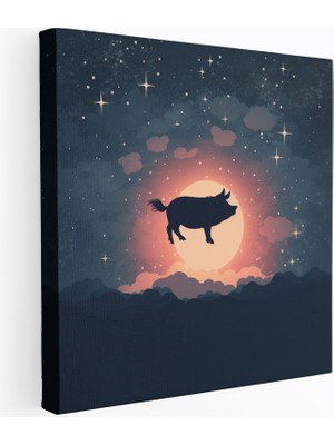 Popcas Pink Floyd Duvar Sanatı Minimalist Uçan Domuz Dekoratif Tablo