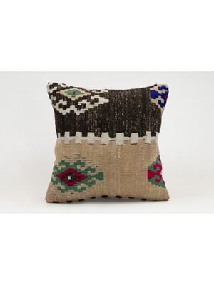 Kilim Wholesale El Yapımı Kilimden Yapılmış Vintage Kırlent Kılıfı, Yün, 40X40 cm