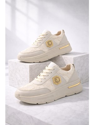 Slipcat Dantel Detaylı Trend 5 cm Platform Yüksek Taban Kadın Sneaker Spor Ayakkabı