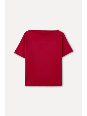 Loose Fıt Kayık Yaka T-Shırt