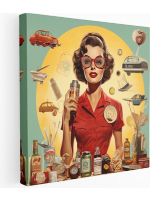Popcas Canlı Pop Art Kahve Dükkanı Kanvas Tablo
