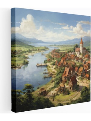 Popcas Rönesans Kırsal Manzara Kanvas Tablo Şirin Köy Evi