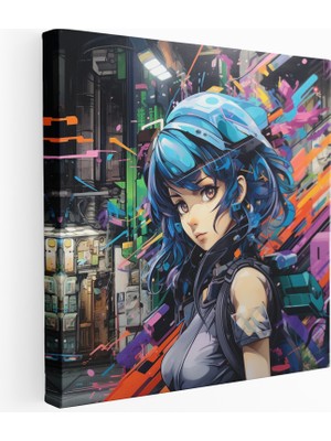 Popcas Fütüristik Anime Şehir Kanvas Tablo Graffiti