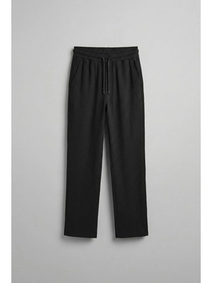 Abluka Online Erkek Fitilli Baggy Fit Rahat Eşofman Siyah