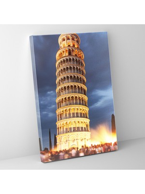 Popcas Pisa Eğri Kulesi Tuval Duvar Sanatı Dekoratif Tablo