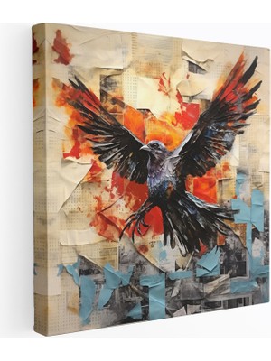 Popcas Reddedilmenin Feniksi Soyut Kanvas Tablo - Küllerinden Yükselen Feniks Karışık Medya Eseri