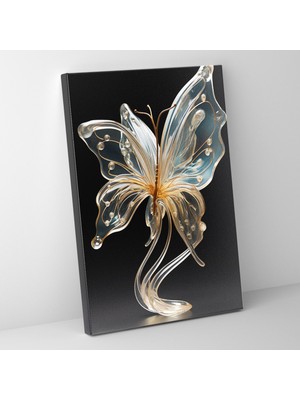 Popcas Zarif Cam Heykel Kelebek Kanvas Tablo Gerçekçi Cam Heykel Duvar Dekoru