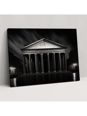 Popcas Roma Kanvas Tablo - Pantheon Siyah Beyaz - Ev Dekorasyonu Roma Kanvas Pantheon