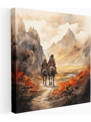 Popcas Yüzüklerin Efendisi Tuval Tablo - Masalsı Yolculuk Mordor Dağı'na - Yüzüklerin Efendisi Masalsı Suluboya Illüstrasyon Duvar Sanatı Tuval Tablo