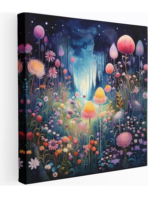 Popcas Vahşi Çiçek Duvar Sanatı - Masalsı Fantezi Illüstrasyon - Kanvas Tablo - Vahşi Çiçek Canlı Renkler Hayal Gücü Çiçekleniyor