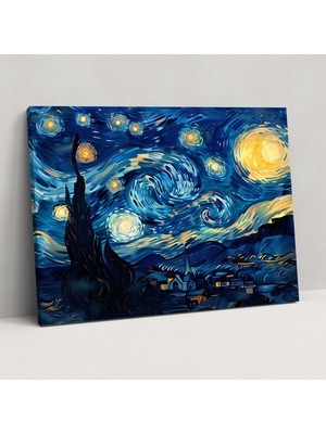 Popcas Vincent Van Gogh Yıldızlı Gece Kanvas Tablo - Duvar Dekorasyonu Için Vincent Van Gogh Sanatı