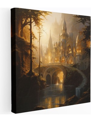 Popcas Efsane Yüzüklerin Efendisi Kanvas Tablo - Efsanevi Rivendell - Efsane Yüzüklerin Efendisi Efsanevi Altın Işık Duvar Dekoru Kanvas