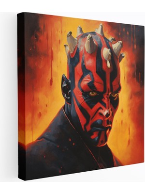 Popcas Star Wars Duvar Sanatı - Darth Maul Yağlı Boya Kanvas Tablo - Yıldız Savaşları Darth Maul Kanvas Duvar Sanatı