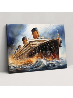 Popcas Titanic Denizcilik Sulu Boya Tablo Baskı - Duvar Sanatı Kanvas Tablo