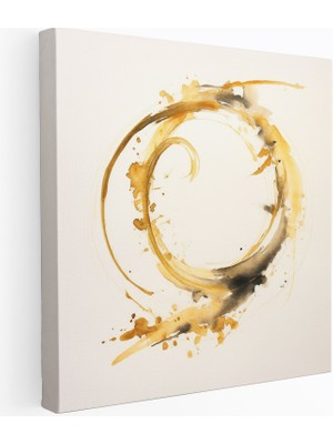 Popcas Zen Duvar Dekorasyonu - Japon Kaligrafi 'uyum' Suluboya Arka Planında - Zen Uyum Altın Mürekkep Suluboya Arka Planı