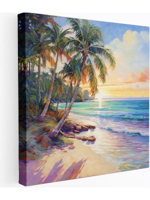 Popcas Canlı Plaj Günbatımı Duvar Sanatı - Serenity ile Canlı Güneşin Doğuşu Kanvas Tablo - Güneşin Doğuşu Kanvas Duvar Sanatı Serenity