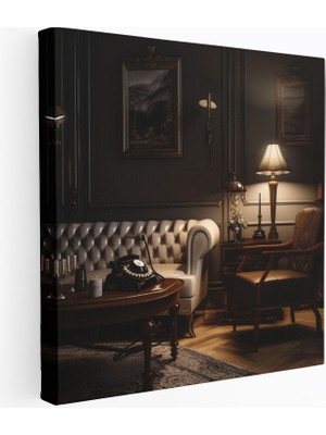 Popcas Retro Telefon Oturma Odası Duvar Sanatı - Şık ve Nostaljik Oturma Odası Sinematik Etki