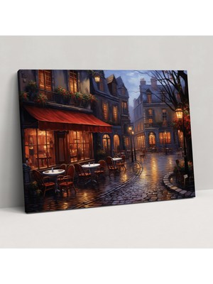 Popcas Avrupa Keyifleri Kanvas Tablo - Seyahat Zarafet Hediye Sıcak Kahve Dükkanı
