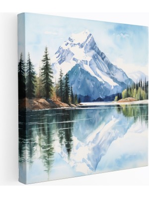 Popcas Dünyanın En Güzel Manzaraları - Huzurlu Dağ Yansımaları Kanvas Tablo - Dünyanın En Güzel Manzaraları Ev Dekorasyonu Kanvas Suluboya Resim