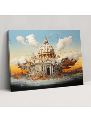 Popcas Roma Vatikan Surrealist Kanvas Tablo - Roma Rüya Gibi Duvar Dekorasyonu