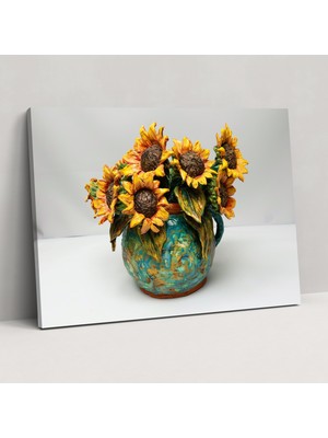 Popcas Oniki Ayçiçekli Vazo Duvar Dekorasyonu - Vincent Van Gogh Kanvas Duvar Sanatı Ev Dekorasyonu