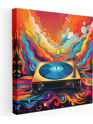 Popcas Retro Vinil Canlandırma Kanvas Tablosu