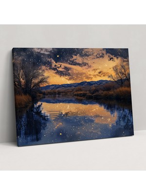 Popcas Vincent Van Gogh Yıldızlı Gece Nehir Duvar Sanatı - Kanvas Tablo Duvar Sanatı