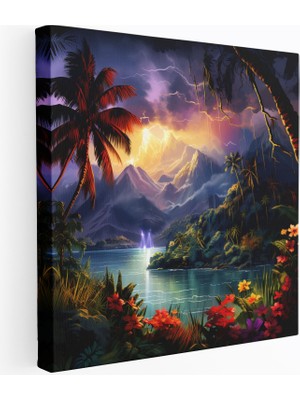 Popcas Deniz Manzaralı Kanvas Tablo - Mavi Renkli Ev Dekorasyonu Için