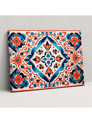 Popcas Türk Halı Desenli Kanvas Tablo - Türk Halı Geleneksel Motifler Duvar Dekorasyonu Kanvas Duvar Sanatı