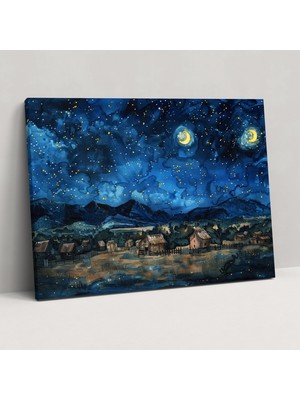 Popcas Vincent Van Gogh'un Yıldızlı Gece Kanvas Tablo - Ev Dekorasyonu Için Vincent Van Gogh Kanvas Tablo