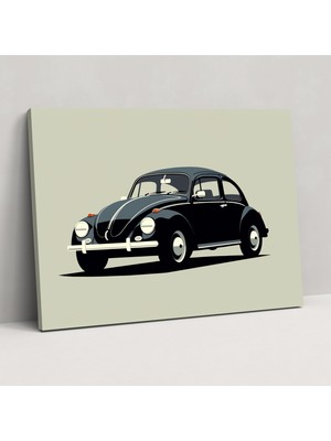 Popcas Volkswagen Beetle Duvar Dekorasyonu - Ev Dekorasyonu Kanvas Tablo Siluet