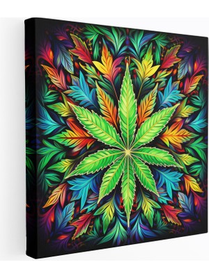 Popcas Psikedelik Kenevir Duvar Sanatı - Kenevir Marihuana Yaprağı Kenevir Duvar Sanatı Soyut