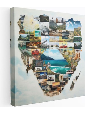 Popcas Seyahat Anıları Dünya Haritası Kanvas Tablo