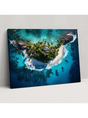 Popcas Seyahat Duvar Dekorasyonu - Ada Cenneti Havadan - Seyahat Kanvas Duvar Sanatı
