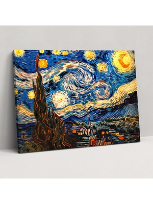 Popcas Vincent Van Gogh Yıldızlı Gece Kanvas Tablo - Van Gogh Kanvas Duvar Sanatı