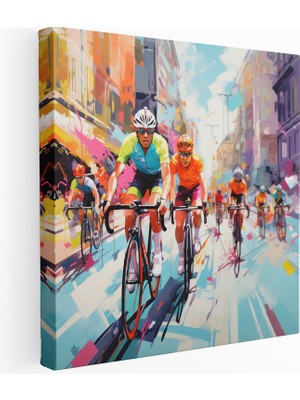Popcas Pop Art Bisikletçiler Kanvas Tablo