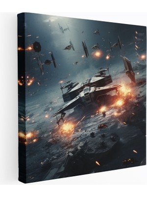 Popcas Star Wars Uzay Savaşı Kanvas Tablo - Dijital Sanat Uzay Savaşı
