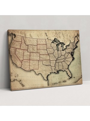 Popcas Amerika Birleşik Devletleri Haritası Duvar Sanatı - Detaylı Gravürler ile Amerika Birleşik Devletleri Haritası Kanvas Duvar Sanatı Duvar Dekorasyonu