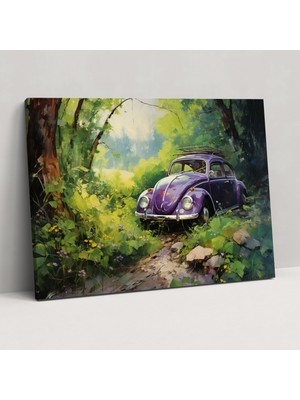 Popcas Empresyonist Volkswagen Beetle Kanvas Tablo - Volkswagen Beetle Kanvas Tablo Duvar Dekorasyonu Kanvas Duvar Sanatı