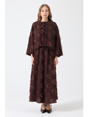 Vavinor Püskül Detaylı Etek Bluz Takım - Kahve