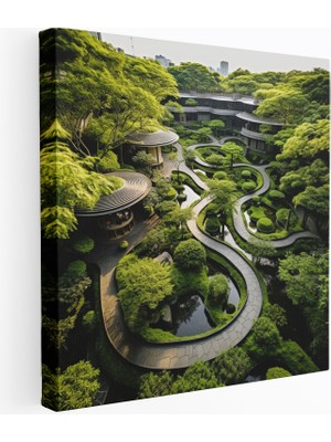 Popcas Zen Bahçesi Manzara Kanvas Tablo - Zen Kanvas Tablo Doğa Yeşil Bitki Örtüsü