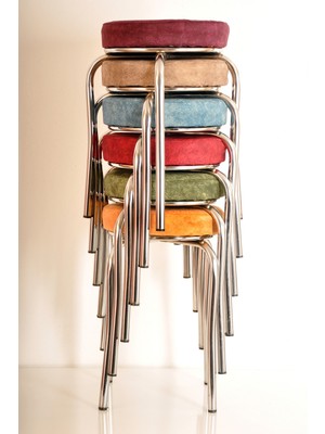 Yılmaz Masacılık 6 Adet Renkli Kumaş Ahtapot Tabure Şık Dekor ve Metal Malzeme Özellikleriyle