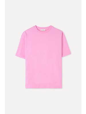 Düşük Kollu Oversıze Bisiklet Yaka T-Shırt